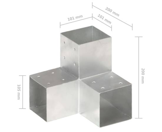 Conectori grindă, formă y, 4 buc, 101x101 mm, metal galvanizat, 6 image