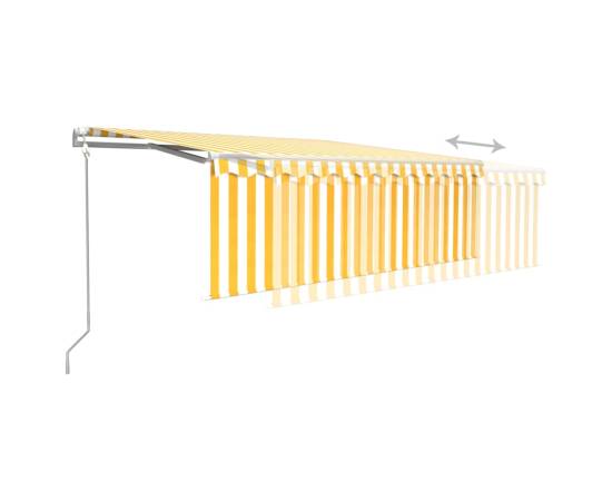 Copertină retractabilă automat cu stor, galben&alb, 4x3 m, 4 image