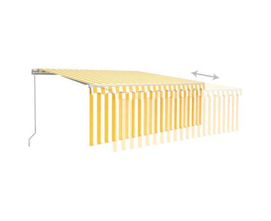 Copertină retractabilă manual cu stor&led, galben&alb, 4x3 m, 4 image