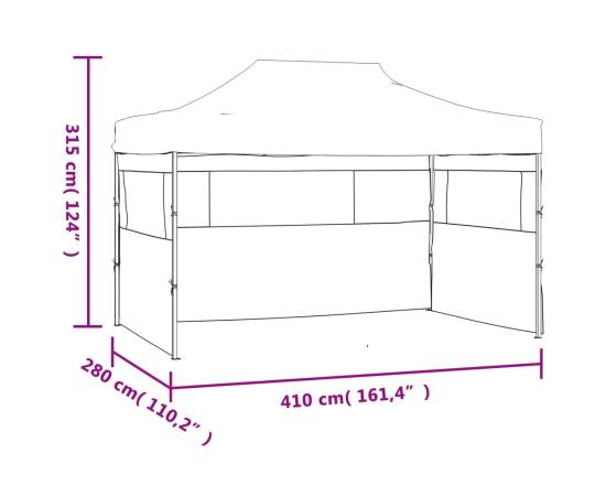 Cort de petrecere pliabil cu 3 pereți, crem, 3 x 4 m, oțel, 8 image