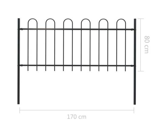 Gard de grădină cu vârf curbat, negru, 1,7 m, oțel, 5 image