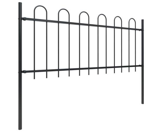 Gard de grădină cu vârf curbat, negru, 1,7 m, oțel, 2 image