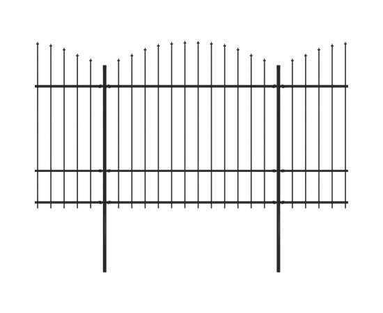 Gard de grădină cu vârf suliță, negru, 3,4 m, oțel, 2 image