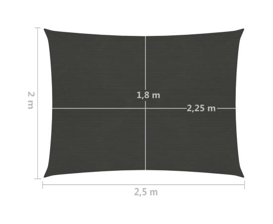 Pânză parasolar, antracit, 2 x 2,5 m, 160 g/m², hdpe, 6 image