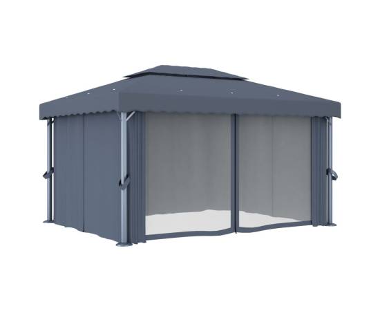 Pavilion cu perdea, antracit, 4 x 3 m, aluminiu, 3 image