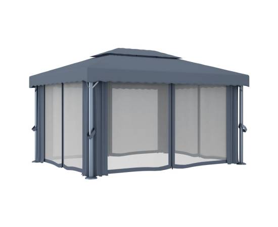 Pavilion cu perdea, antracit, 4 x 3 m, aluminiu, 4 image