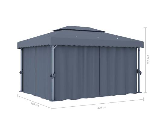 Pavilion cu perdea, antracit, 4 x 3 m, aluminiu, 7 image