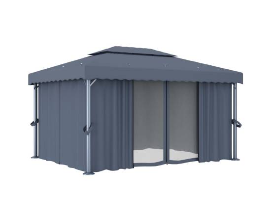 Pavilion cu perdea, antracit, 4 x 3 m, aluminiu, 2 image