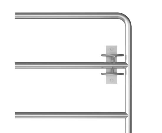 Poartă de câmp cu 5 bare, argintiu, (150-400) x 90 cm, oțel, 4 image