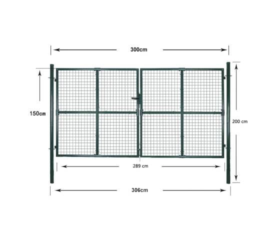 Poartă dublă pentru gard din oțel vopsit electrostatic, 10 image