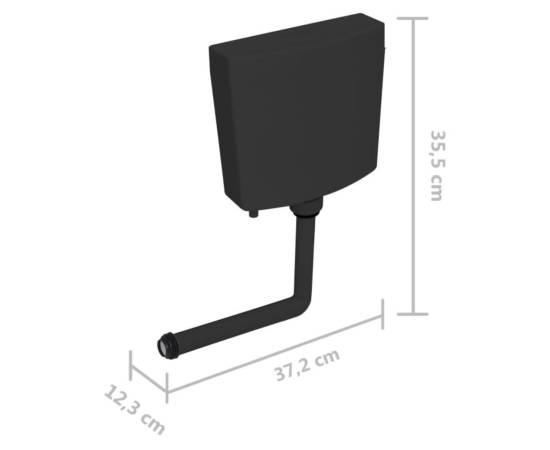 Rezervor de toaletă cu admisie de apă pe fund, 3/6 l, negru, 7 image