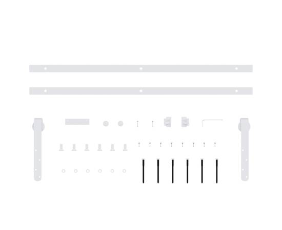 Set glisare ușă mini pentru dulap, alb, oțel carbon, 152 cm, 4 image