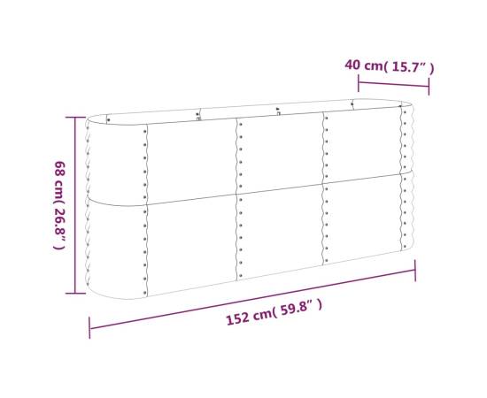 Strat înălțat grădină 152x40x68 cm oțel vopsit electrostatic, 6 image