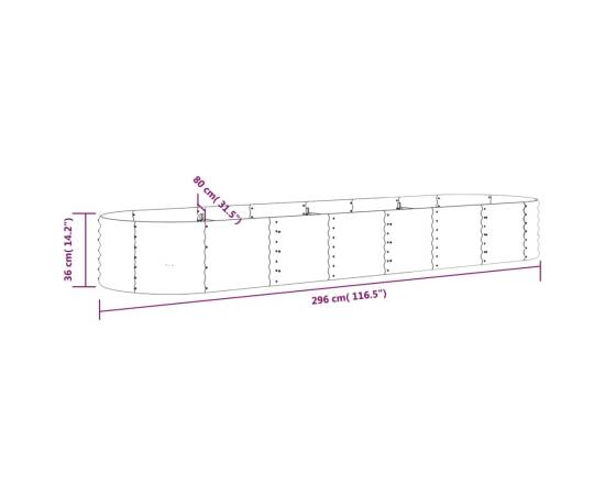 Strat înălțat grădină 296x80x36 cm oțel vopsit electrostatic, 6 image