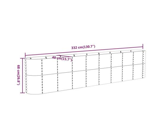 Strat înălțat grădină 332x40x68 cm oțel vopsit electrostatic, 6 image