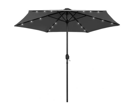 Umbrelă de soare cu led și stâlp aluminiu, antracit, 270 cm