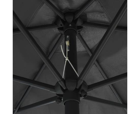 Umbrelă de soare cu led și stâlp aluminiu, antracit, 270 cm, 5 image