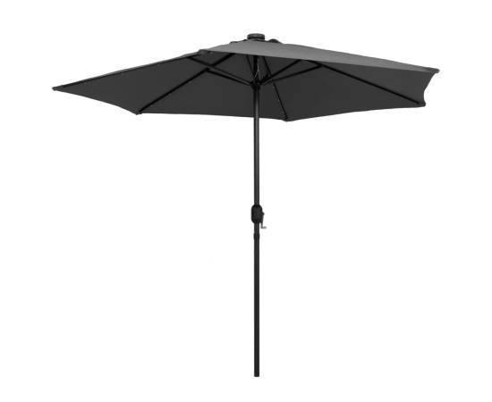 Umbrelă de soare cu led și stâlp aluminiu, antracit, 270 cm, 3 image