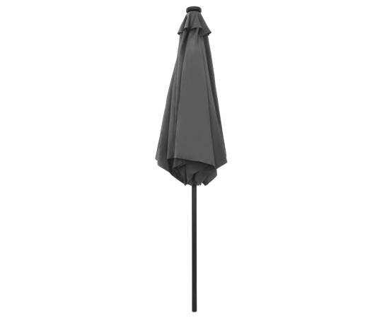 Umbrelă de soare cu led și stâlp aluminiu, antracit, 270 cm, 4 image