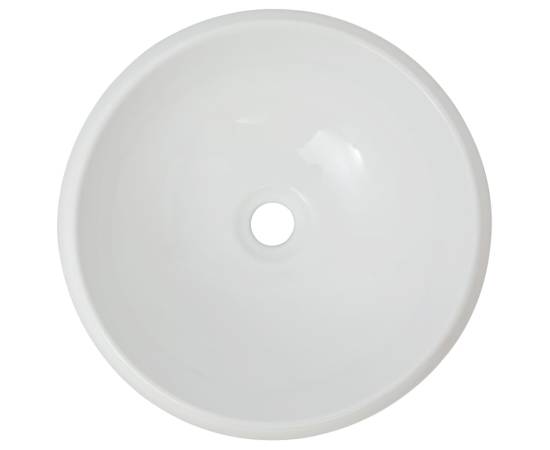 Chiuvetă de baie cu robinet mixer, ceramică, rotund, alb, 3 image