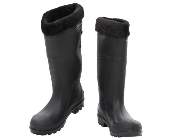 Cizme de ploaie cu șosete detașabile, negru, mărime 38, pvc, 2 image