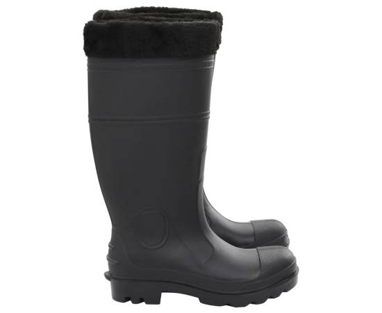 Cizme de ploaie cu șosete detașabile, negru, mărime 38, pvc, 4 image