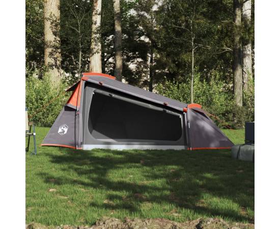 Cort de camping tunel 2 persoane, gri/portocaliu, impermeabil, 3 image