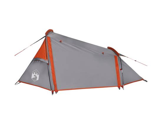Cort de camping tunel 2 persoane, gri/portocaliu, impermeabil, 5 image