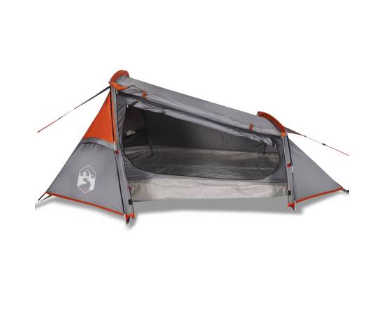 Cort de camping tunel 2 persoane, gri/portocaliu, impermeabil, 4 image