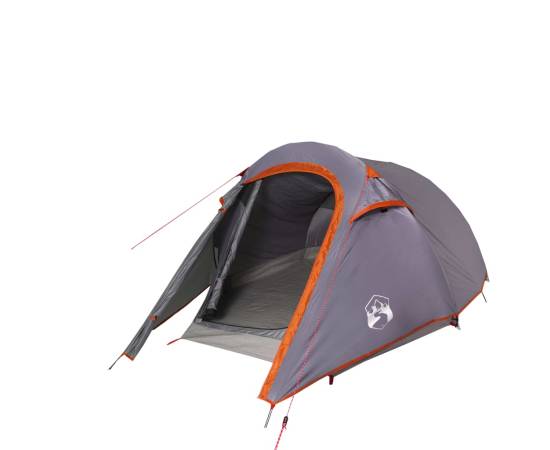 Cort de camping tunel 3 persoane, gri/portocaliu, impermeabil, 2 image