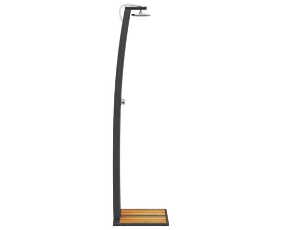 Duș de exterior, negru, 55x60x224 cm, poliratan și lemn acacia, 6 image