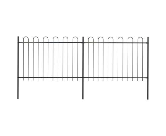 Gard de grădină cu vârf curbat, negru, 3,4 m, oțel