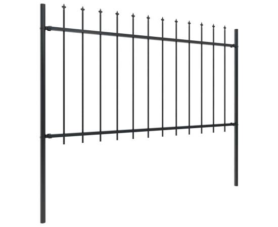Gard de grădină cu vârf suliță, negru, 13,6 m, oțel, 2 image