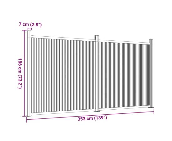 Panou pentru gard, gri, 353x186 cm, wpc, 8 image