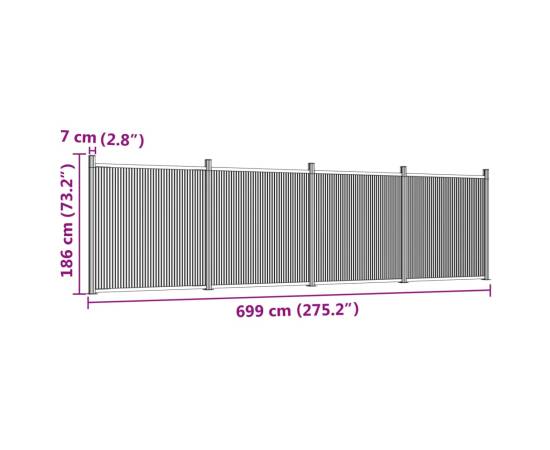 Panouri pentru gard, gri, 699x186 cm, wpc, 9 image