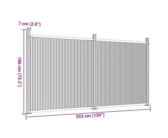 Panouri pentru gard, maro, 353x186 cm, wpc, 9 image