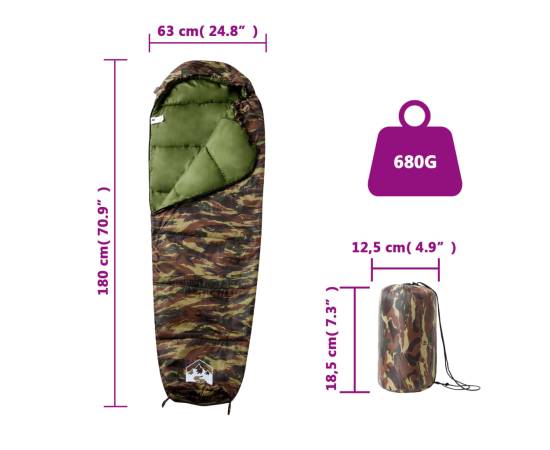 Sac de dormit tip mumie pentru adulți de camping, 3 anotimpuri, 5 image