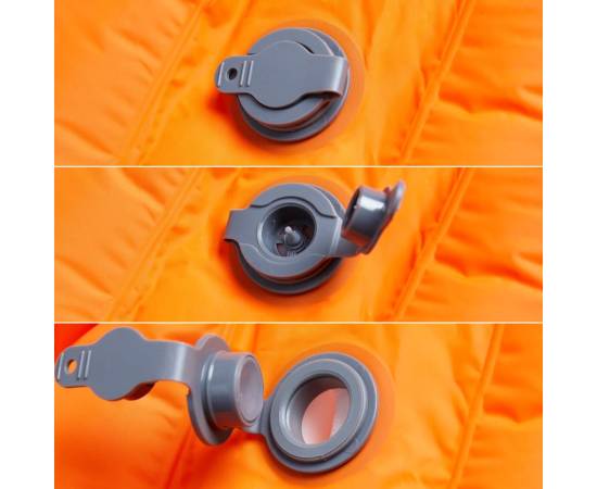 Saltea camping auto-gonflabilă cu pernă, 1 persoană, portocaliu, 4 image