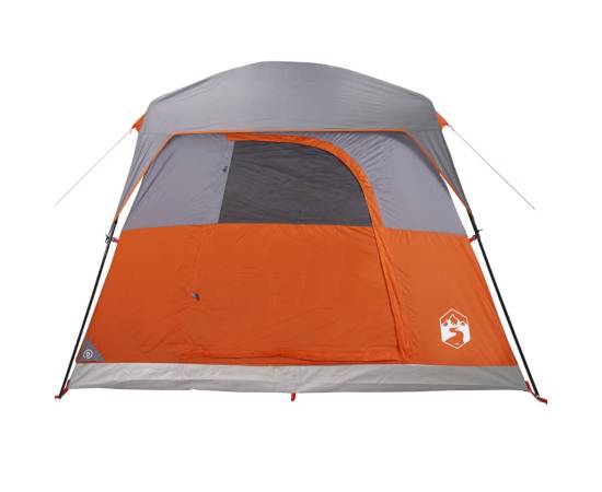 Cabină cort de camping 4 persoane gri și portocaliu impermeabil, 6 image