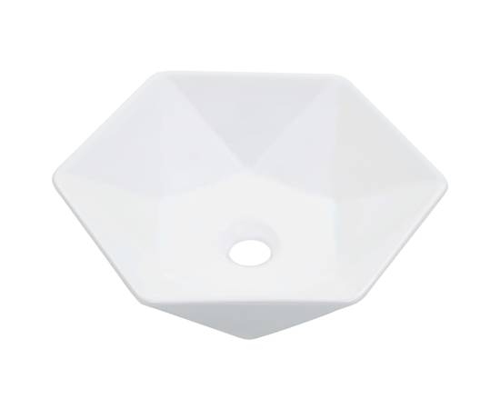 Chiuvetă de baie, alb, 41 x 36,5 x 12 cm, ceramică, 2 image