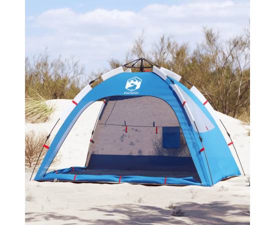 Cort camping 4 persoane albastru azur impermeabil setare rapidă