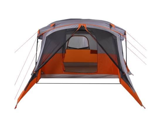 Cort camping cu verandă 4 persoane, gri/portocaliu, impermeabil, 7 image