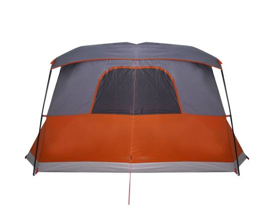 Cort camping cu verandă 4 persoane, gri/portocaliu, impermeabil, 9 image