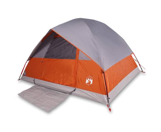 Cort de camping cupolă 3 persoane, gri/portocaliu, impermeabil, 2 image