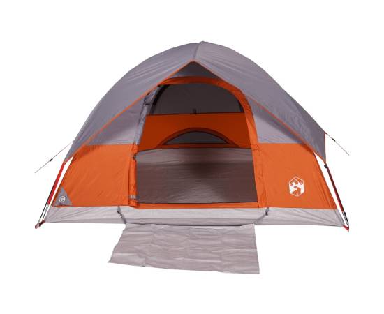 Cort de camping cupolă 3 persoane, gri/portocaliu, impermeabil, 6 image