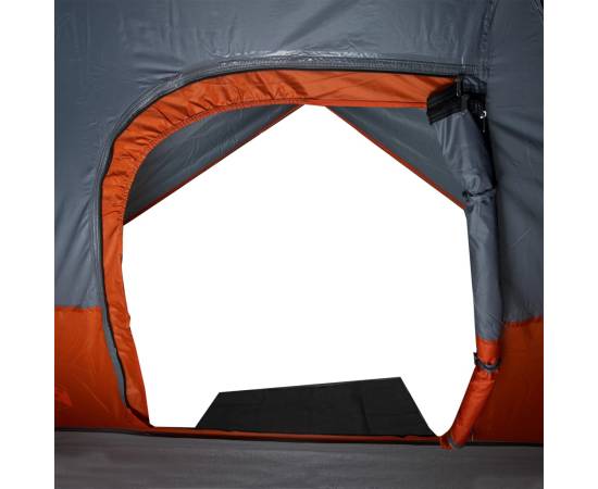 Cort de camping cupolă 3 persoane, gri/portocaliu, impermeabil, 11 image