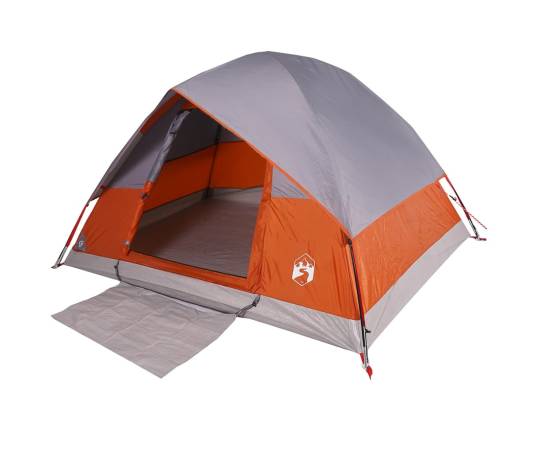 Cort de camping cupolă 3 persoane, gri/portocaliu, impermeabil, 7 image