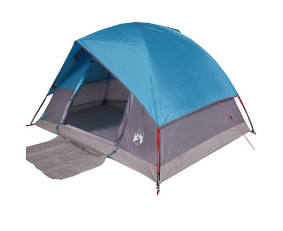 Cort de camping cupolă pentru 3 persoane, albastru, impermeabil, 5 image