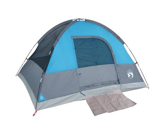 Cort de camping cupolă pentru 3 persoane, albastru, impermeabil, 6 image
