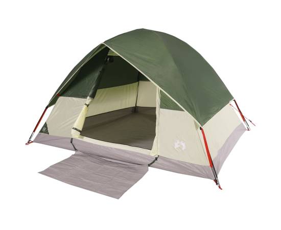 Cort de camping cupolă pentru 3 persoane, verde, impermeabil, 5 image